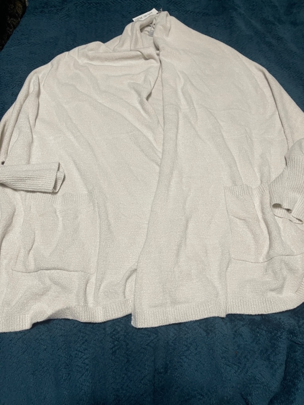Barefoot Dreams Cream Open-Front Knit Cardigan with Pockets